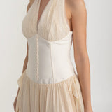 Dökümlü Maksi Etekli Zarif Elbise