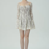 Dantel Çan Kollu Mini Elbise