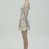 Dantel Çan Kollu Mini Elbise