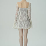 Dantel Çan Kollu Mini Elbise