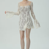 Dantel Çan Kollu Mini Elbise