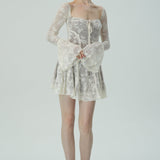 Dantel Çan Kollu Mini Elbise