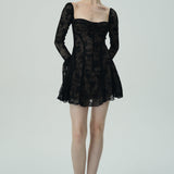 Dantel Çan Kollu Mini Elbise