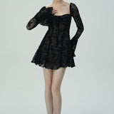 Dantel Çan Kollu Mini Elbise