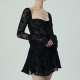 Dantel Çan Kollu Mini Elbise