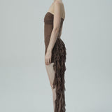 Basamaklı Fırfır Detaylarıyla Parıldayan Mini Elbise