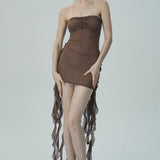 Basamaklı Fırfır Detaylarıyla Parıldayan Mini Elbise