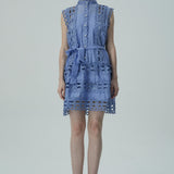 Kolsuz Mavi Dantel Elbise