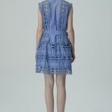 Kolsuz Mavi Dantel Elbise