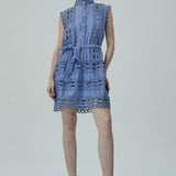 Kolsuz Mavi Dantel Elbise