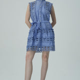 Kolsuz Mavi Dantel Elbise