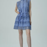 Kolsuz Mavi Dantel Elbise