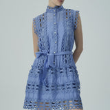 Kolsuz Mavi Dantel Elbise