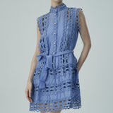 Kolsuz Mavi Dantel Elbise