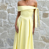 Bentley Off Shoulder Midi Dress - Lemon