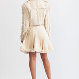 Altın Detaylı Krem Tweed İkili Takım