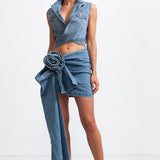 Asimetrik Denim Yelek