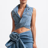 Asimetrik Denim Yelek