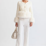 Beyaz Kürk Detaylı Palto