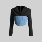 Çift Dokulu Denim Korse