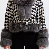 Kazayağı Desenli Yün Palto