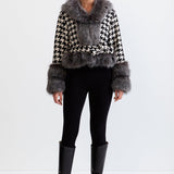 Kazayağı Desenli Yün Palto