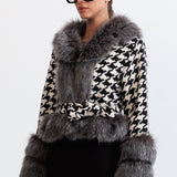 Kazayağı Desenli Yün Palto