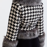 Kazayağı Desenli Yün Palto