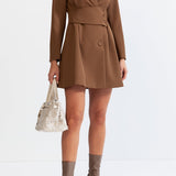 Blazer Type Dress with Highlighted Waist - Brown