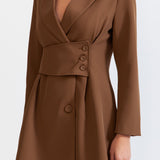 Blazer Type Dress with Highlighted Waist - Brown