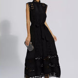 Siyah Kolsuz İçi Boş Maksi Elbise