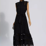 Siyah Kolsuz İçi Boş Maksi Elbise