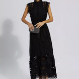 Siyah Kolsuz İçi Boş Maksi Elbise