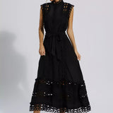 Siyah Kolsuz İçi Boş Maksi Elbise