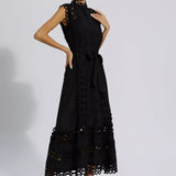 Siyah Kolsuz İçi Boş Maksi Elbise