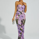 Leanna Çiçek İşlemeli Maksi Elbise