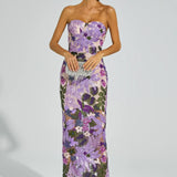 Leanna Çiçek İşlemeli Maksi Elbise