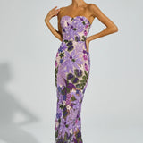 Leanna Çiçek İşlemeli Maksi Elbise