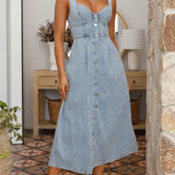 Abrianna Midi Dress - Light Denim