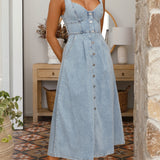 Abrianna Midi Dress - Light Denim