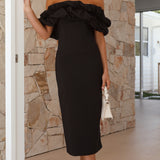 Bernadette Midi Elbise - Siyah