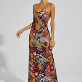 Leanna Çiçek İşlemeli Maksi Elbise
