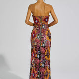 Leanna Çiçek İşlemeli Maksi Elbise