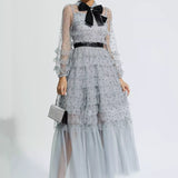 Puantiyeli Maxi Elbise