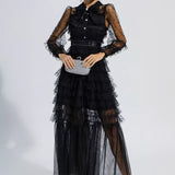 Puantiyeli Maxi Elbise