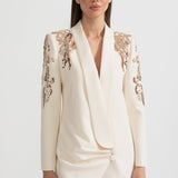 Karmaşık Omuz İşlemeli Drapeli Blazer