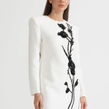 Beyaz Uzun Kollu Mini Elbise