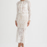 Işıltılı Yaka Süslemeli ve Midi Etekli Dantel Takımı