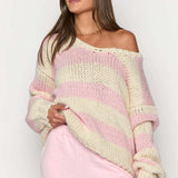 Omuzları Açık Çizgili Kazak