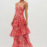 Askılı Sırtı Fırfırlı Maxi Elbise